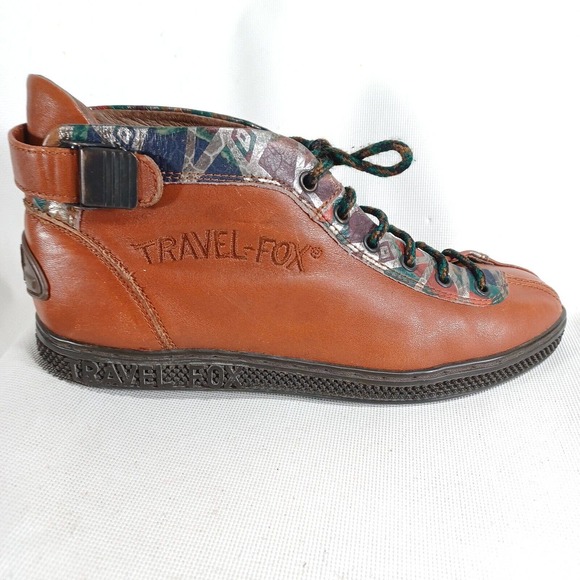 Travel Fox Brown Leather Mid-Top Shoes Sneakers (Size 6.5) - Picture 1 of 8